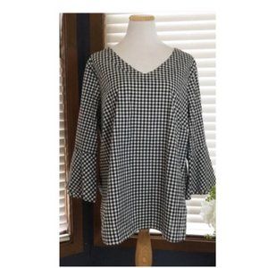 Alexander Jordan Black White Gingham Blouse 1X